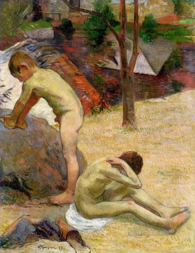 Breton Art - Breton boys bathing Paul Gauguin child